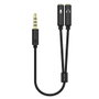 Aisens Cable Adaptador Audio Jack 3.5mm 4 Pines Macho a 2x Jack 3.5mm 3 Pines Hembra, Negro, 25 cm