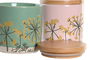 DKD Home Decor Bote Perfume Loving Shabby Verde Rosa Gres Bambú 11.5 x 12 x 11.5 cm (2 Unidades)