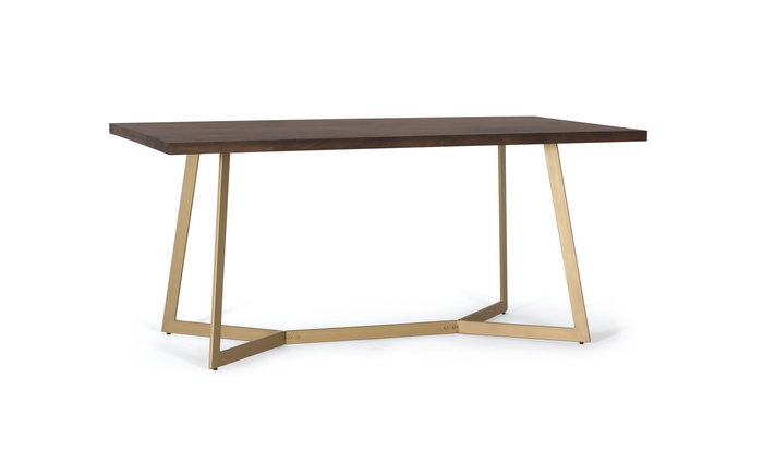 GINER Y COLOMER Mesa de Comedor de Madera de Mango con Base de Metal 200 cm, Color Nogal y Dorado