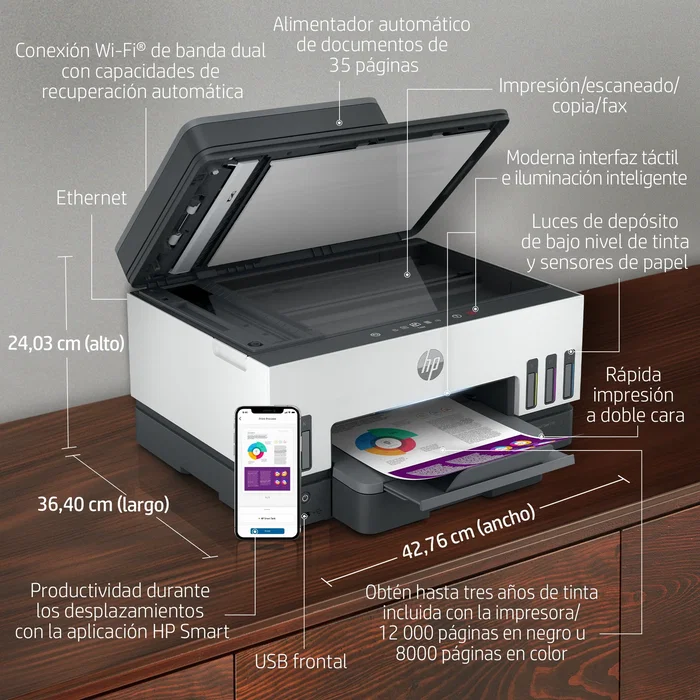 HP Smart Tank 7605 Multifunción A4 Gris