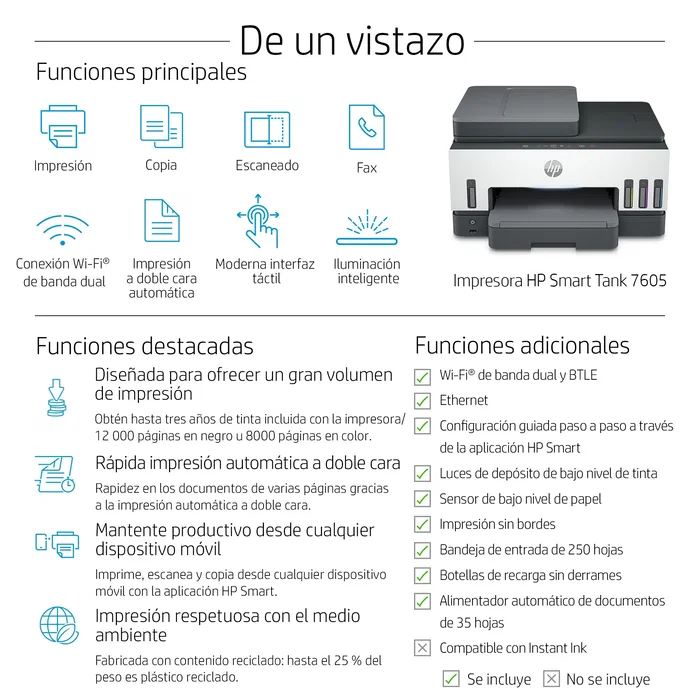 HP Smart Tank 7605 Multifunción A4 Gris