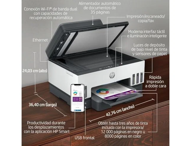 HP Smart Tank 7605 Multifunción A4 Gris