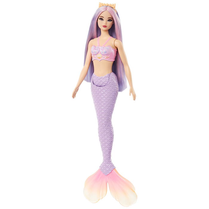 Barbie Muñeca Sirena Cabello Fantasía Lila HRR06