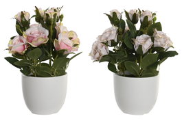 DKD Home Decor Planta de Rosas de Poliéster Surtido de 2 Colores