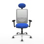 PIQUERAS Y CRESPO Silla de oficina Zulema con mecanismo Sincro, Azul y Blanco