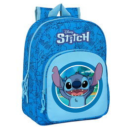 SAFTA Mochila Stitch Disney 34cm adaptable a carrito portamochila con bolsillo para botellas