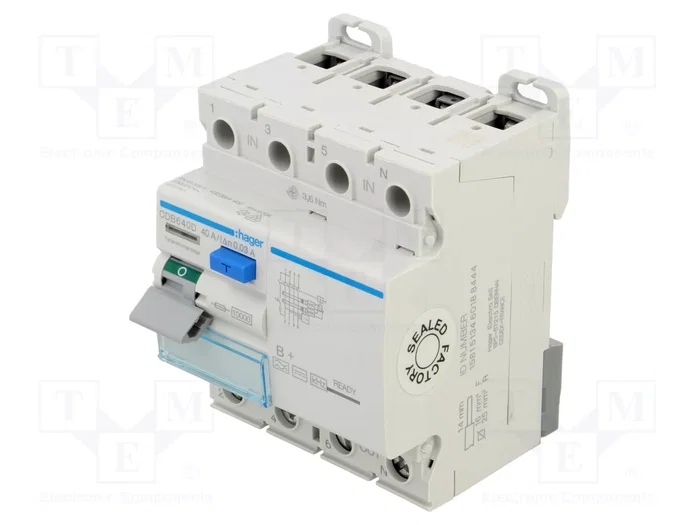 HAGER Interruptor diferencial 40A 30mA 3+N HAGER Interruptor diferencial 40A 30mA 3+N