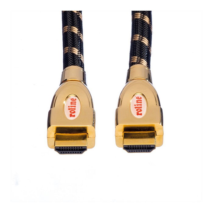 ROLINE Cable HDMI 2.0 11.04.5690 1m, 4K UHD 2160p 60Hz 18Gbit/s, Negro con Contactos Dorados, Alta Velocidad, Ethernet, 3D