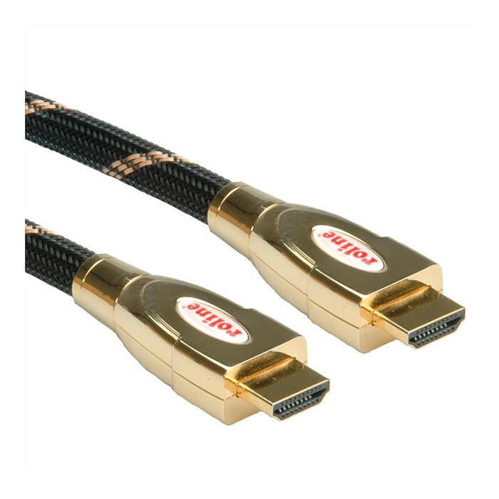 ROLINE Cable HDMI 2.0 11.04.5690 1m, 4K UHD 2160p 60Hz 18Gbit/s, Negro con Contactos Dorados, Alta Velocidad, Ethernet, 3D
