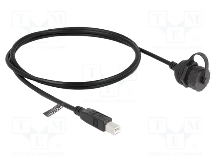 DeLOCK Cable USB 2.0 Tipo-B macho a USB 2.0 Tipo-B hembra con tapa de bayoneta IP68 1 m negro