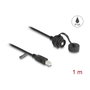 DeLOCK Cable USB 2.0 Tipo-B macho a USB 2.0 Tipo-B hembra IP68 1 m Negro