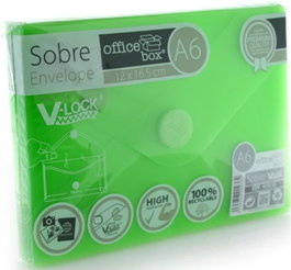 FRAGA IMPORT, S.L. Sobres A6 V-Lock con Velcro Verde (Pack de 10)