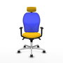 PIQUERAS Y CRESPO Silla de oficina Jorquera con mecanismo Sincro, Azul y Amarillo