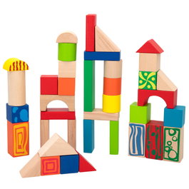 WOOMAX Bloques de construcción de madera de 50 piezas