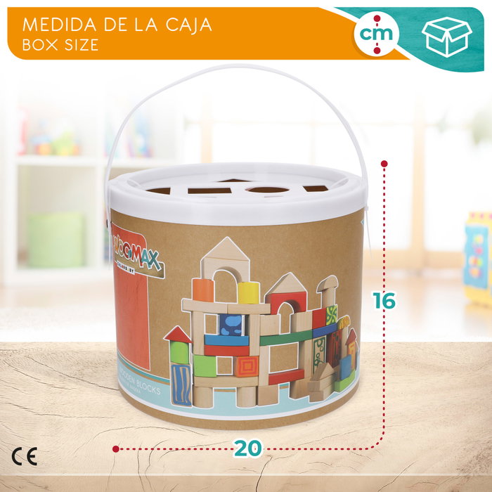 WOOMAX Bloques de construcción de madera de 50 piezas