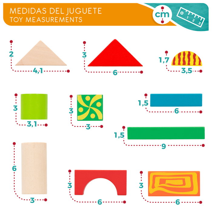 WOOMAX Bloques de construcción de madera de 50 piezas