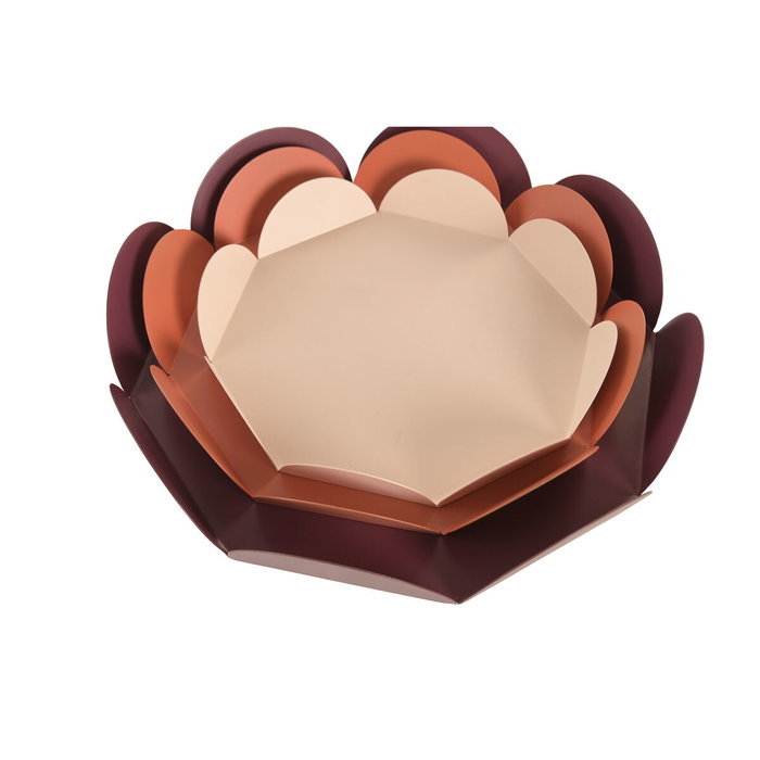 DKD Home Decor Set de 3 Centros de Mesa Arcos Metal Granate