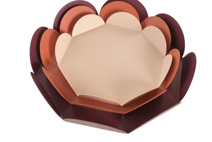 DKD Home Decor Set de 3 Centros de Mesa Arcos Metal Granate