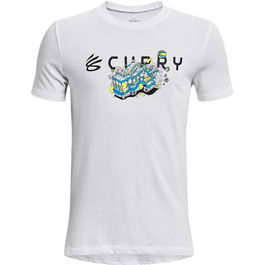 Camiseta de Manga Corta Niño Under Armour Curry Trolly Blanco