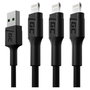 Green Cell KABGCSET06 Cable Lightning a USB A, 2 m, Negro (Pack de 3)