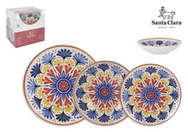 Santa Clara Vajilla "Aveiro" Monaco Brillo, 12 Piezas, Plato Principal 28.6 cm x 26.9 cm x 21.9 cm (2 Unidades)