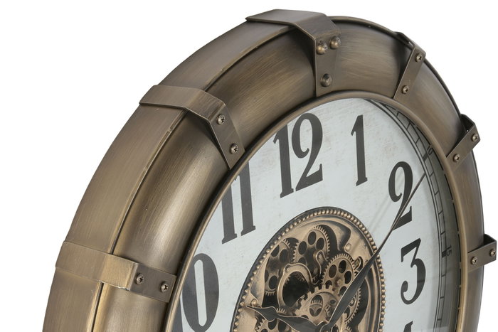 DKD Home Decor Reloj de Pared de Hierro y Cristal Dorado 80x80 cm
