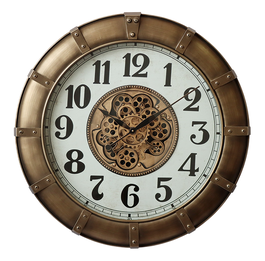 DKD Home Decor Reloj de Pared de Hierro y Cristal Dorado 80x80 cm