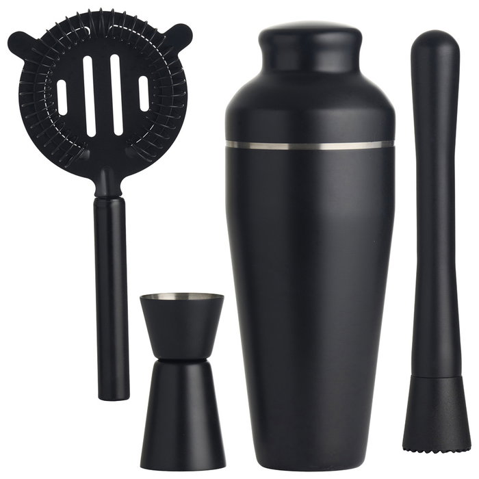 Day Juego de Coctelera 4 Piezas de Acero Inoxidable y Plástico con Coctelera 600 ml, Mortero, Medidor y Colador
