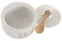 DKD Home Decor Azucarero de Porcelana y Bambú con Cuchara HUIDE 26