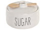 DKD Home Decor Azucarero de Porcelana y Bambú con Cuchara HUIDE 26