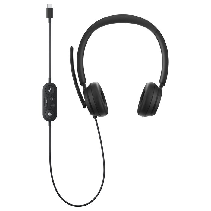 Microsoft Modern USB-C Auriculares Diadema Supraaural Alámbrico con Micrófono Boom y Cancelación de Ruido para Oficina/Call Center, Negro