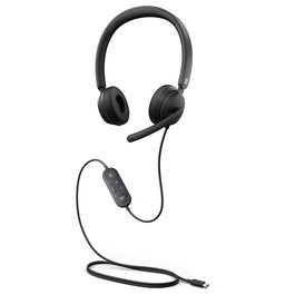 Microsoft Modern USB-C Auriculares Diadema Supraaural Alámbrico con Micrófono Boom y Cancelación de Ruido para Oficina/Call Center, Negro