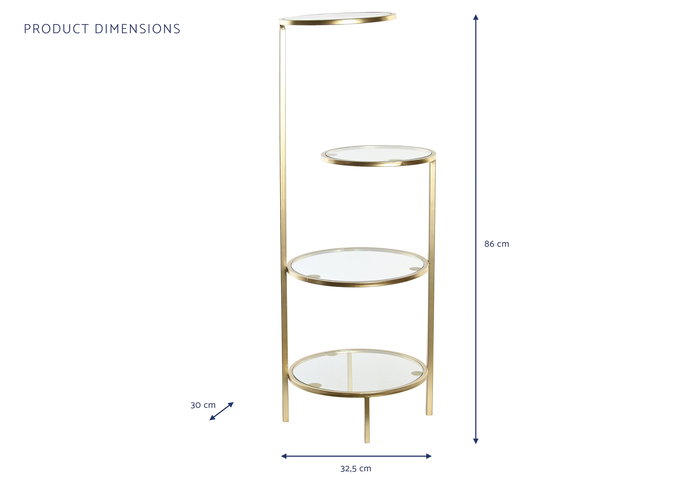 DKD Home Decor Estantería Dorado Metal Cristal 30 x 86 x 32.5 cm con 4 Estantes