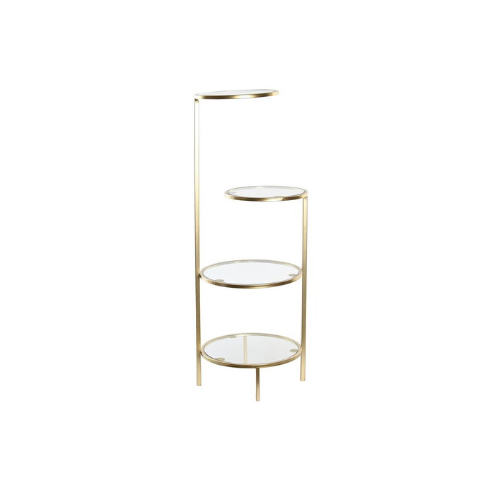 DKD Home Decor Estante de Metal y Cristal Dorado