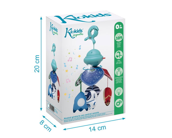 KioKids Móvil Musical El Espacio Carrito Con Control Remoto, Luces y 109 Melodías, Edad +0 meses
