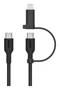 Belkin CAC003HQ1.5MBK Cable USB-C a Lightning 2 en 1 para Carga Rápida y Datos, 1.5m, Compatible con iPhone, iPad, MacBook, Samsung Galaxy, USB 2.0, 60W, Negro