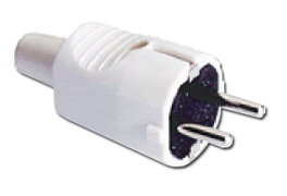 Clavija bipolar con TT de PVC blanca