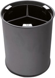 PROBBAX - WB-1252-BLA - Papelera de separación de residuos con recipientes separadores negros - 13 L de capacidad - 25,5 cm Ø x 30,8 cm - Negro