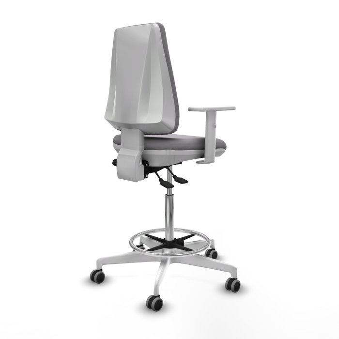 PIQUERAS Y CRESPO Taburete Elche blanco AS con tapizado gris PIQUERAS Y CRESPO Taburete Elche blanco AS con tapizado gris