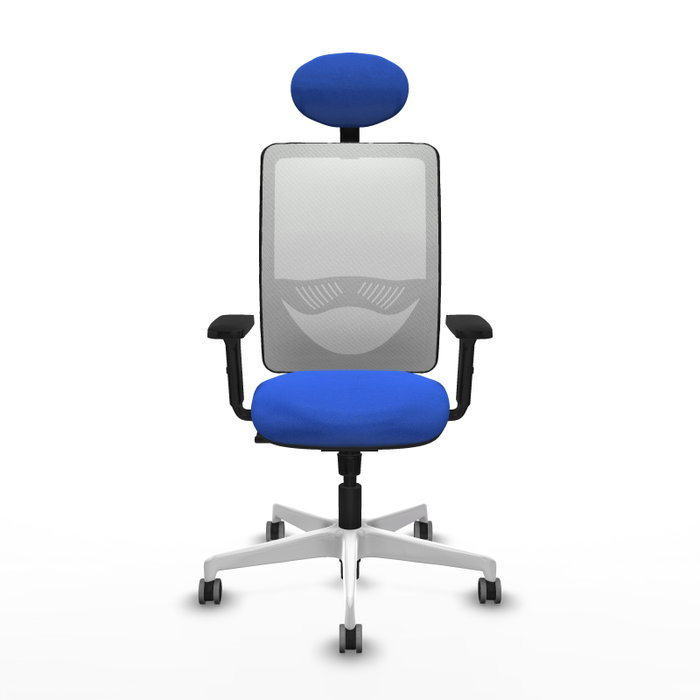 PIQUERAS Y CRESPO Silla de oficina Zulema con mecanismo Sincro, Azul y Blanco