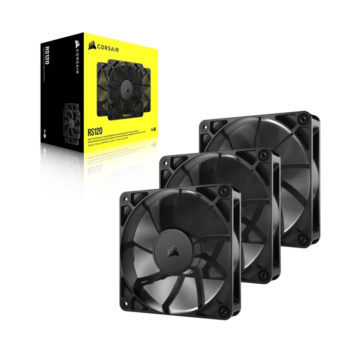 Corsair Ventilador para PC RS120 PWM 120 mm Negro, 3 Piezas, 2100 RPM, 72.8 CFM, 4-Pines, Referencia CO-9050189-WW