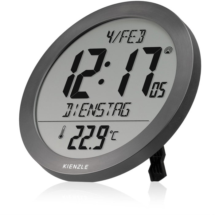Kienzle Reloj de Pared y Mesa con Control por Radio DCF y Temperatura Ambiente, Antracita Kienzle Reloj de Pared y Mesa con Control por Radio DCF y Temperatura Ambiente, Antracita