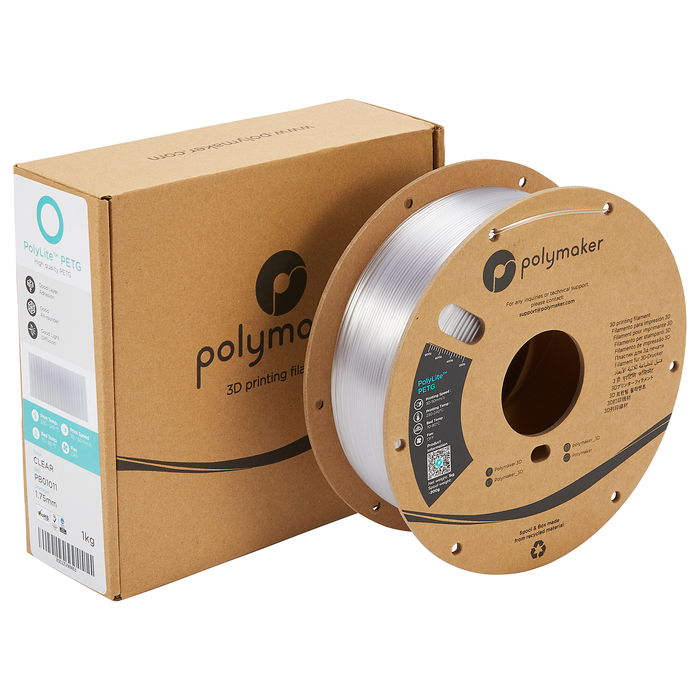 Polmask PETG Filamento 1.75mm Transparente 1 kg para Impresora 3D, Alta Transparencia y Resistencia