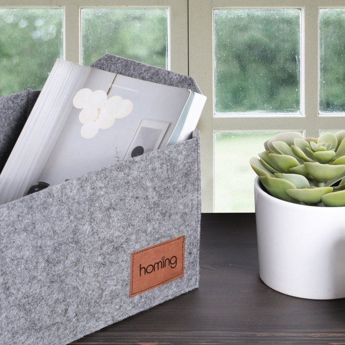 Aberto Design Organizador de Escritorio 6259, Fieltro Gris 30 x 20 x 15 cm, Práctico y Elegante para Mantener el Orden