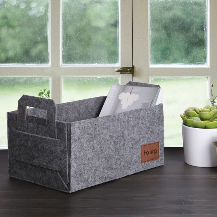 Aberto Design Organizador de Escritorio 6259, Fieltro Gris 30 x 20 x 15 cm, Práctico y Elegante para Mantener el Orden