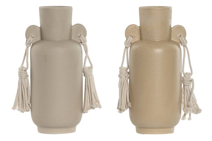 DKD Home Decor Set de 2 Jarrones de Dolomita en Crema y Beige DKD Home Decor Set de 2 Jarrones de Dolomita en Crema y Beige