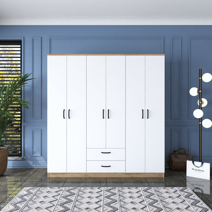 Hanah Home Armario BA115 - 2283 Nogal y Blanco 180x190.8x47.3 cm