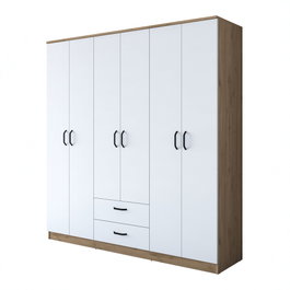 Hanah Home Armario BA115 - 2283 Nogal y Blanco 180x190.8x47.3 cm