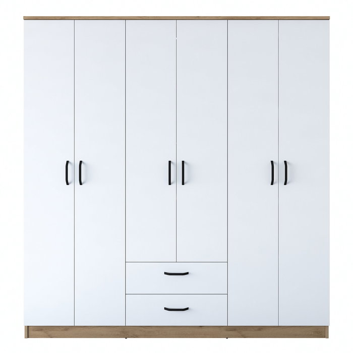 Hanah Home Armario BA115 - 2283 Nogal y Blanco 180x190.8x47.3 cm