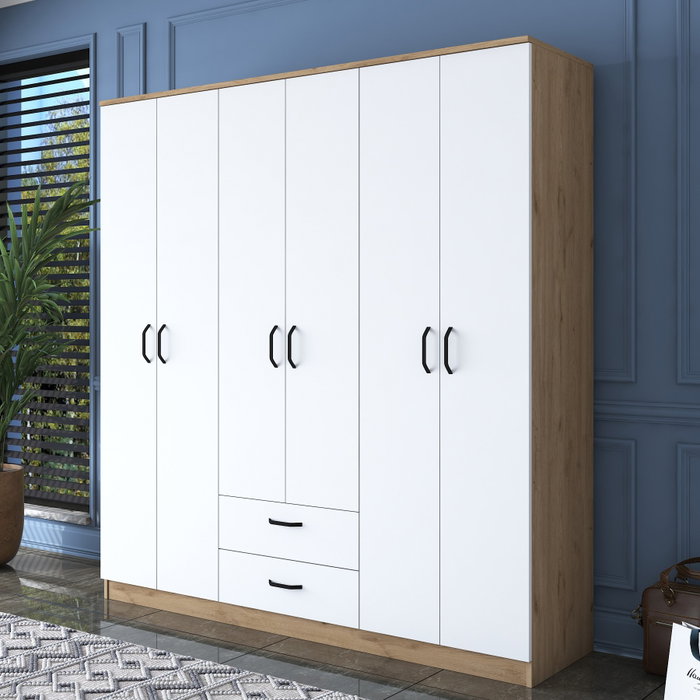 Hanah Home Armario BA115 - 2283 Nogal y Blanco 180x190.8x47.3 cm